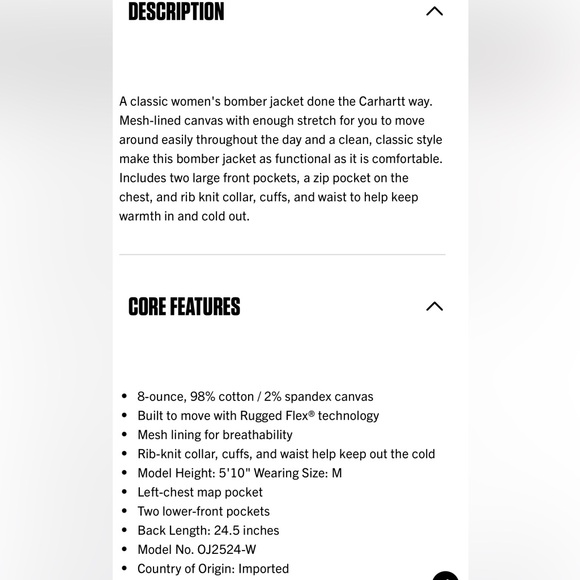 Carhartt Women's Rugged Flex Crawford Bomber canvas jacket size XL - Picture 3 of 9